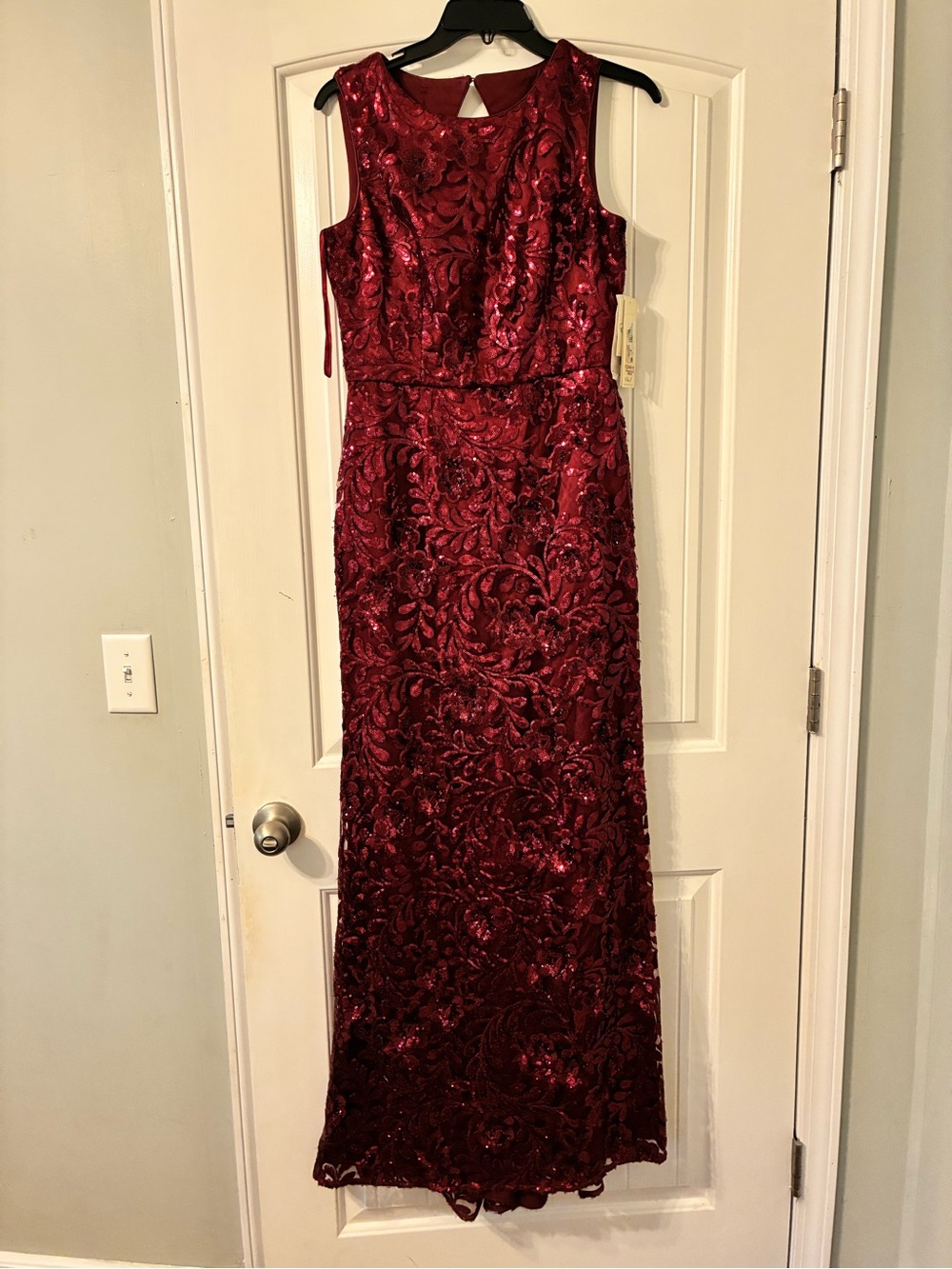 Eliza J Red Sequin & Lace Maxi Dress